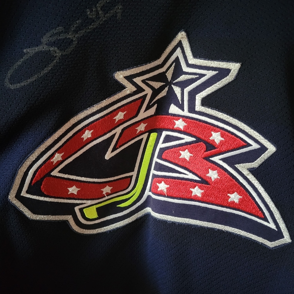 Blue jackets youth men jersey autographed long sieve large extra large hockey - Picture 6 of 7
